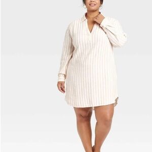 Universal Thread Women's Long Sleeve Popover Mini Shirtdress